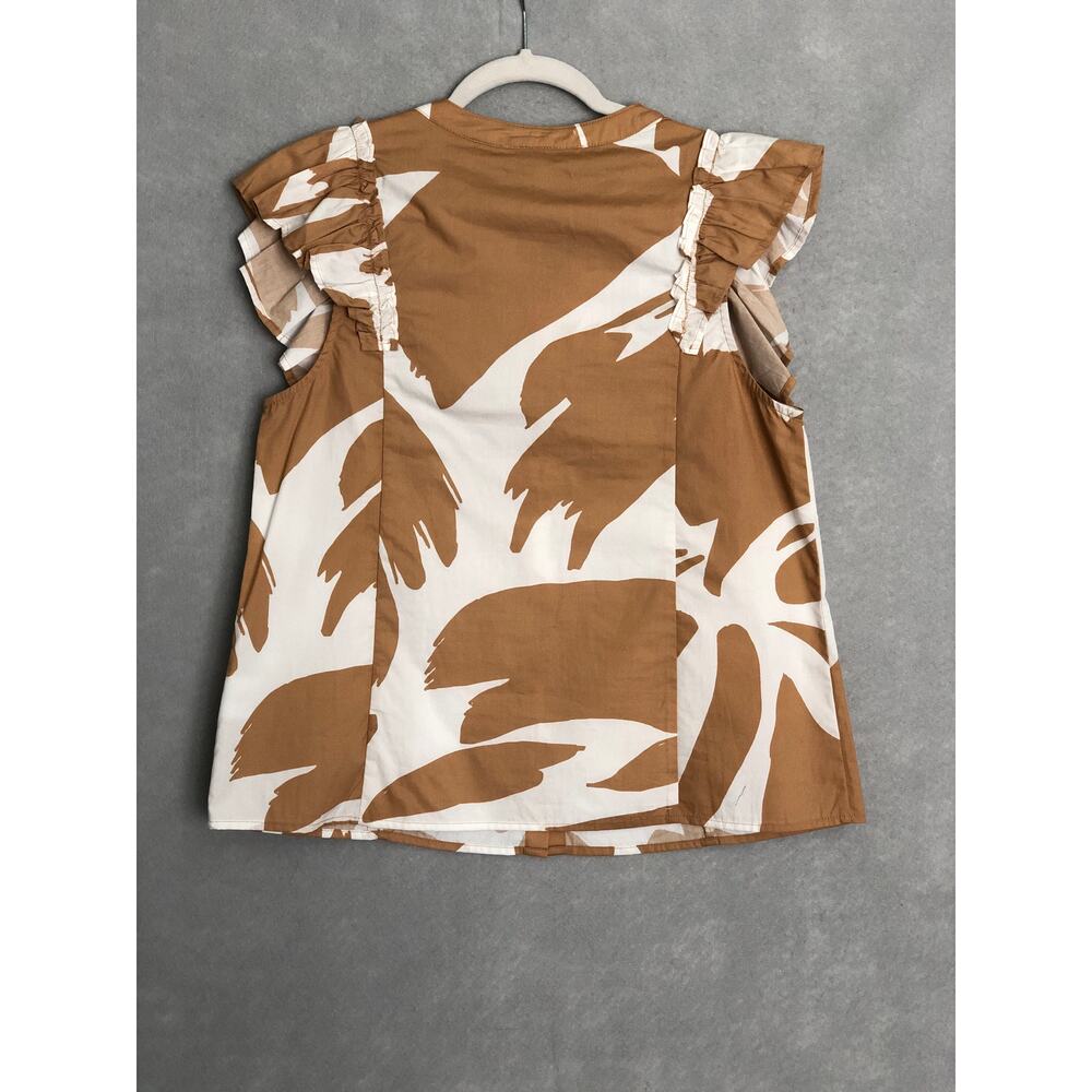 Sugarlips Poplin Top Flutter Sleeve Abstract Tropical Women's Small NEW - Picture 6 of 8
